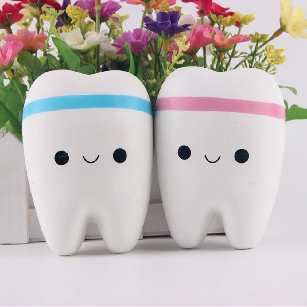 

New Cute Creative Smiley Tooth Very Soft Slow Rising Squeeze Rare Kids Toy Super Sarjakuva Hammas Riipus #P