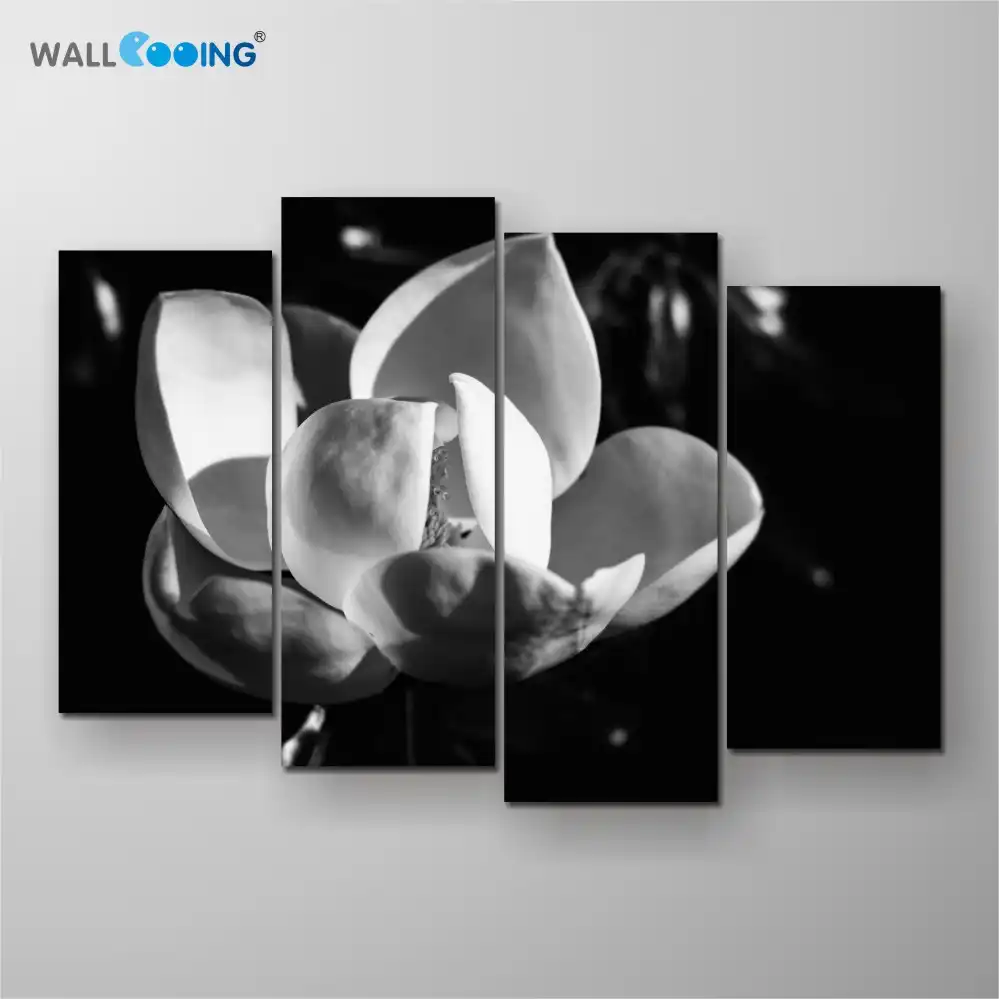 キャンバス絵画タブロー装飾 Murale サロン黒背景白花柄美しいイラスト装飾画像 Decorative Pictures Tableau Decoration Muralecanvas Painting Aliexpress