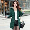 2022 women winter hooded warm coat slim plus size candy color cotton padded basic jacket female medium-long  jaqueta feminina ► Photo 3/6