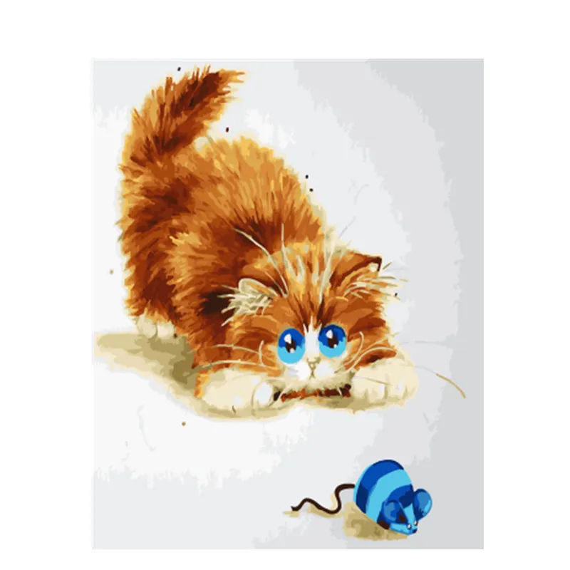 

DRAWJOY Framed Picture Cat DIY Painting By Numbers Colorful Picture Home Decor For Living Room Hand Unique Gifts GX22586