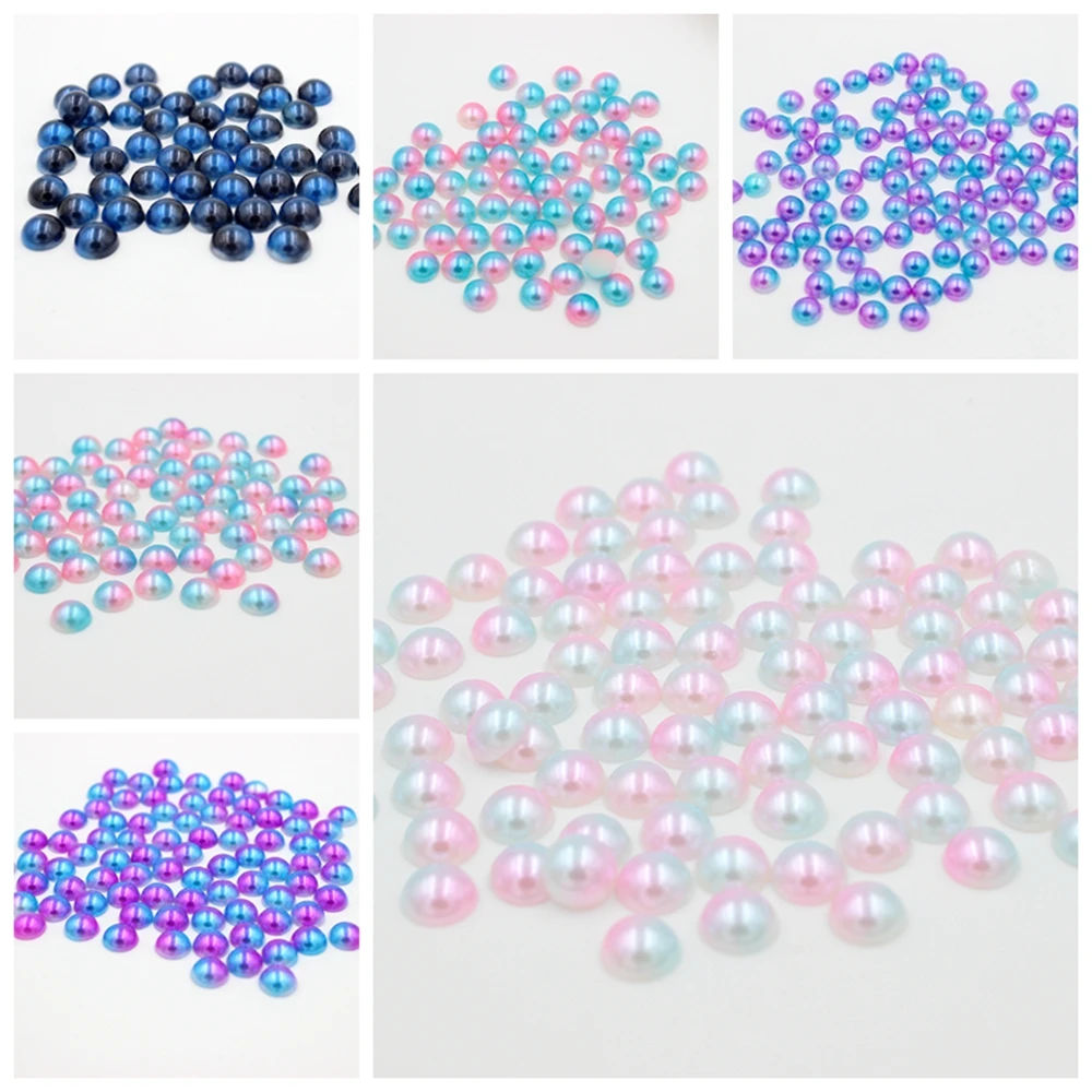 

Pick 3,4,5,6,8mm Multi Rainbow Color Resin ABS Round Flatback Imitation Pearls Beads Crafts For Diy Nail Art Phone Decoration
