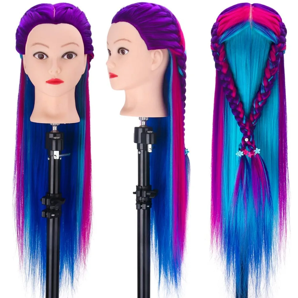 26 Inch Cosmetology Doll Head Practice Styling Hairdressing Training Braiding Heads Mannequin Manikin Head