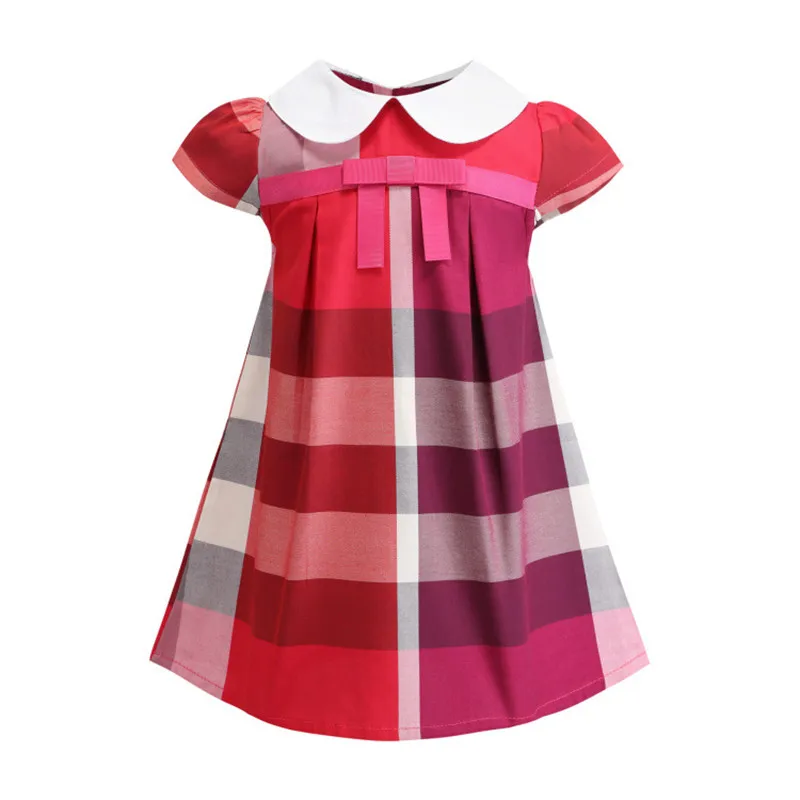 

Spring Summer Kids Dresses for Girls Plaid Bow Cotton Little Girl Dress 2019 New A Line Dress Girl Children Clothes 2-8 Years