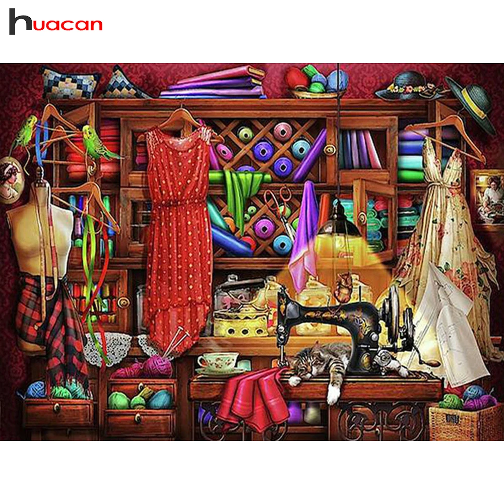 

5D DIY Diamond Painting Full Square Diamond Mosaic Cartoon Diamond Embroidery Cross Stitch Rhinestone Pattern Tailor Shop Decor