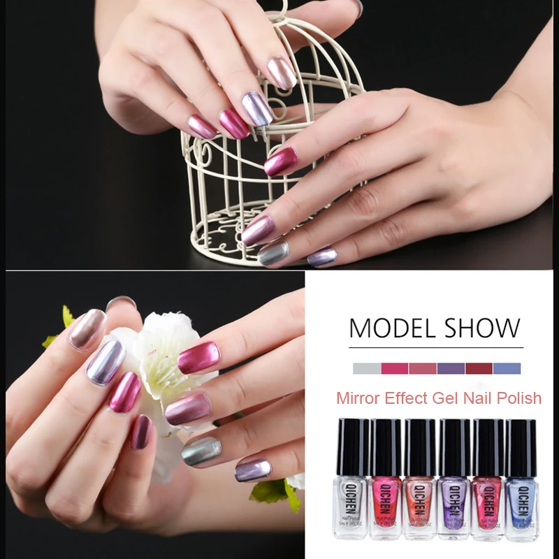 Wholesale Mirror Gel Nail Polish Black Bottle 30ML HOT SALE 6Colors Soak Off UV LED Nail Art