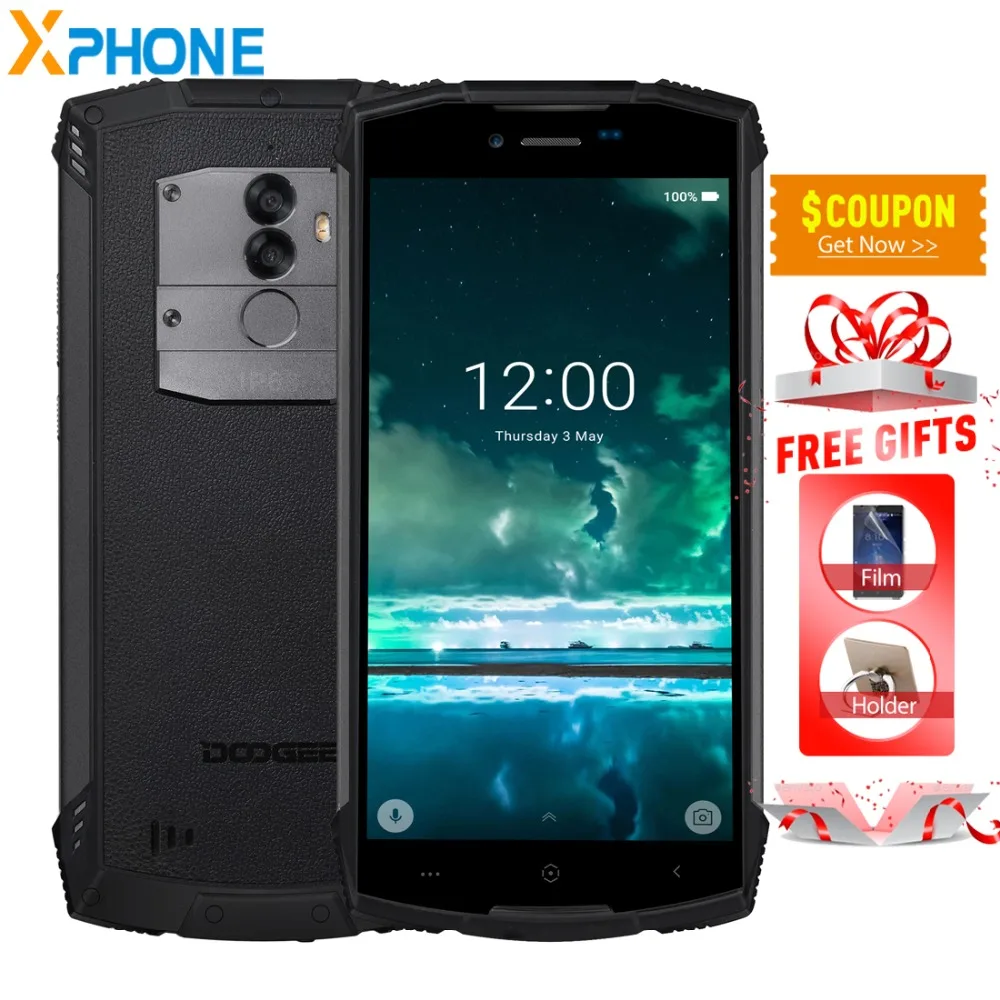 

DOOGEE S55 4GB 64GB IP68 Waterproof 5.5" HD+ Cell Phone Android 8.0 Octa Core13MP Camera 5500mAh 5V2A Quick Charger Smartphone
