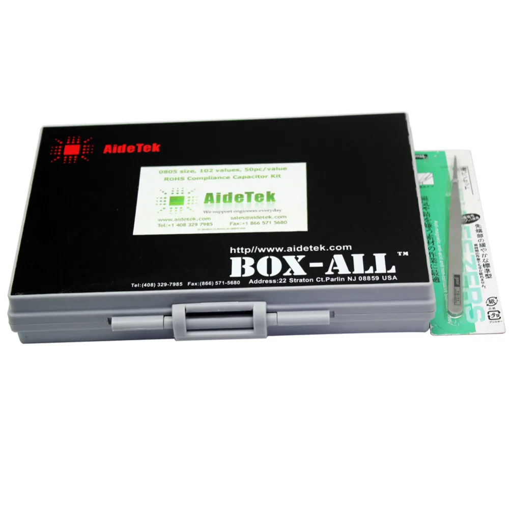 AideTek новый комплект SMD/SMT 0805 коробка с конденсаторами 102 в x 50 шт. конденсаторы X7R NPO