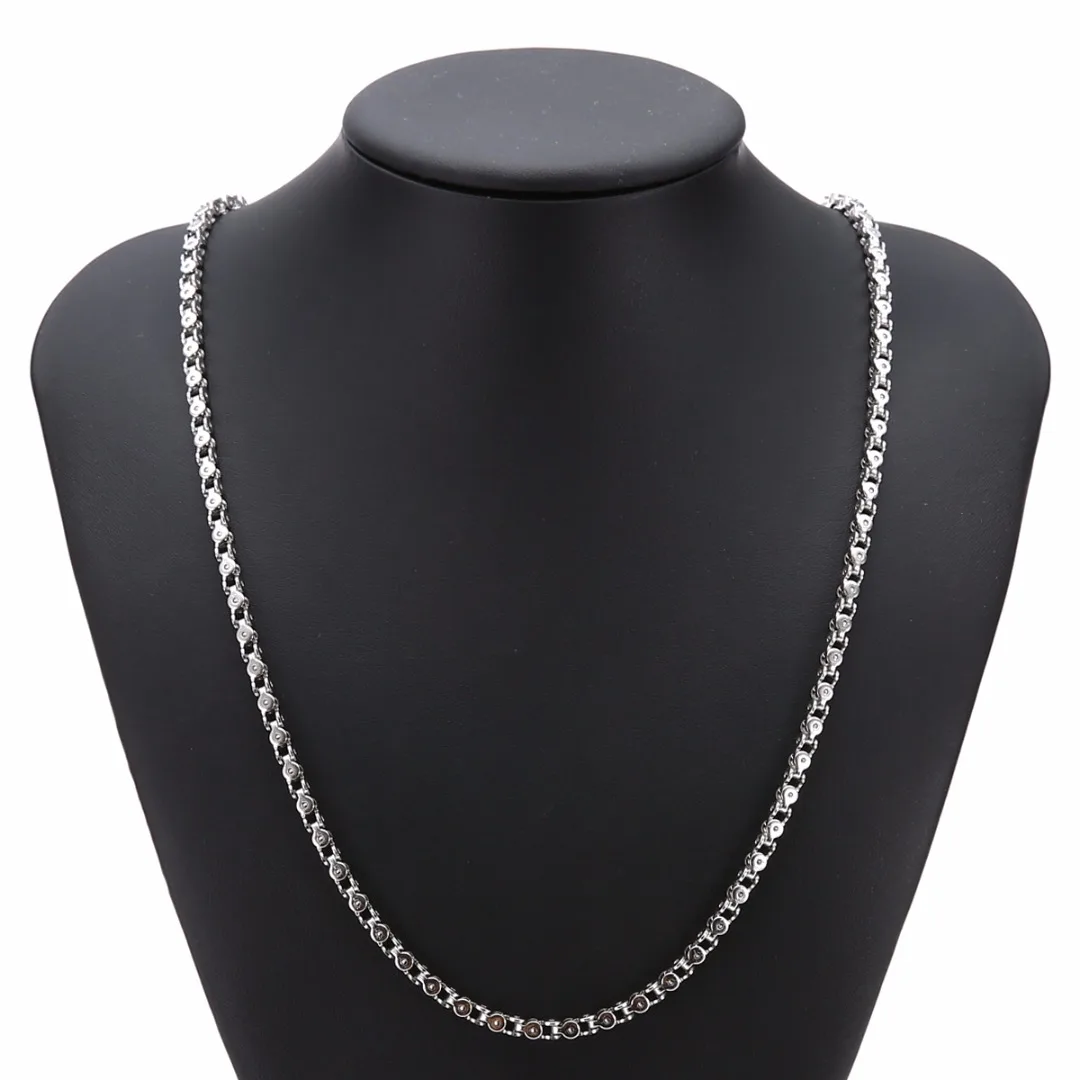 Punk Men Bicycle Bike Chain Necklace Shellhard Vintage Stainless Steel Silver Plated Necklaces Chains For Women Jewelry