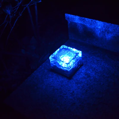 Светодиодный светильник для сада на солнечной батарее, водонепроницаемый напольный подземный светильник для льда, декоративные лампы для газонов, ландшафтный светильник ing - Испускаемый цвет: blue
