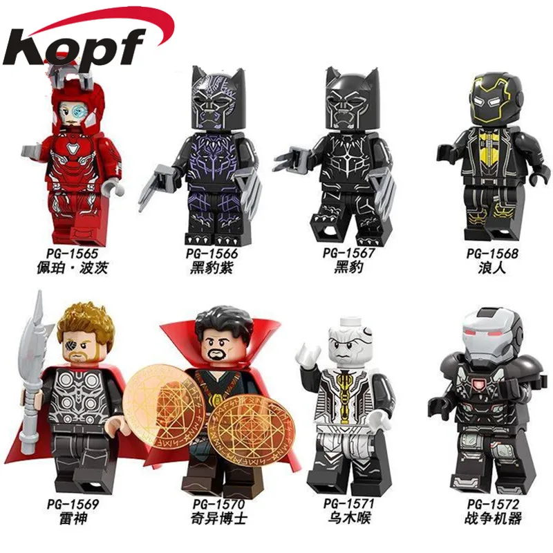 

Single Sale Building Blocks Super Heroes Thor Ebony Maw Doctor Strange Peper Potts Black Panther Figure For Children Toys PG8136