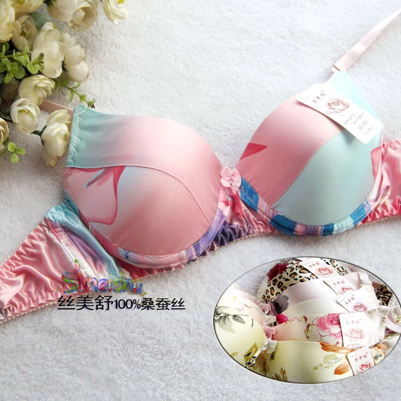 Hot-selling silk bra natural silk underwear double faced silk print summer bra Hot-selling silk bra natural silk underwear double faced silk print summer bra