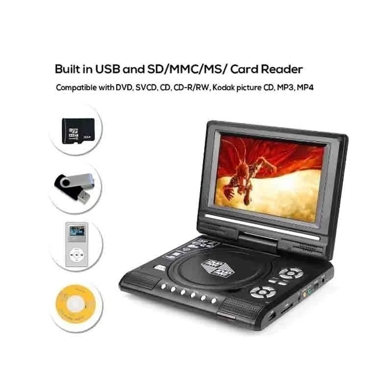 VERFANS DVD HD Portable EVD 7 8 Inch Mini Player Mini Game Mini TV Built In 500 Kids Classic Game Support SVCD VCD CD CD R RW