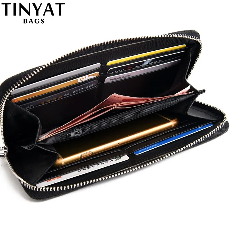 TINYAT Men male Long Wallet Casual Money Purse For Man Coin Card Pockets Zipper Phone Bag Women Clutch Carteira Masculina Gift TINYAT Men male Long Wallet Casual Money Purse For Man Coin Card Pockets Zipper Phone Bag Women Clutch Carteira Masculina Gift