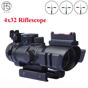 comprar Vista Tático Airsoft 4x32 Riflescope Caça Ao Ar Livre Tiro Sniper Scope Optics Reflex Sight Gun Rifle Scope 20mm Ferroviário