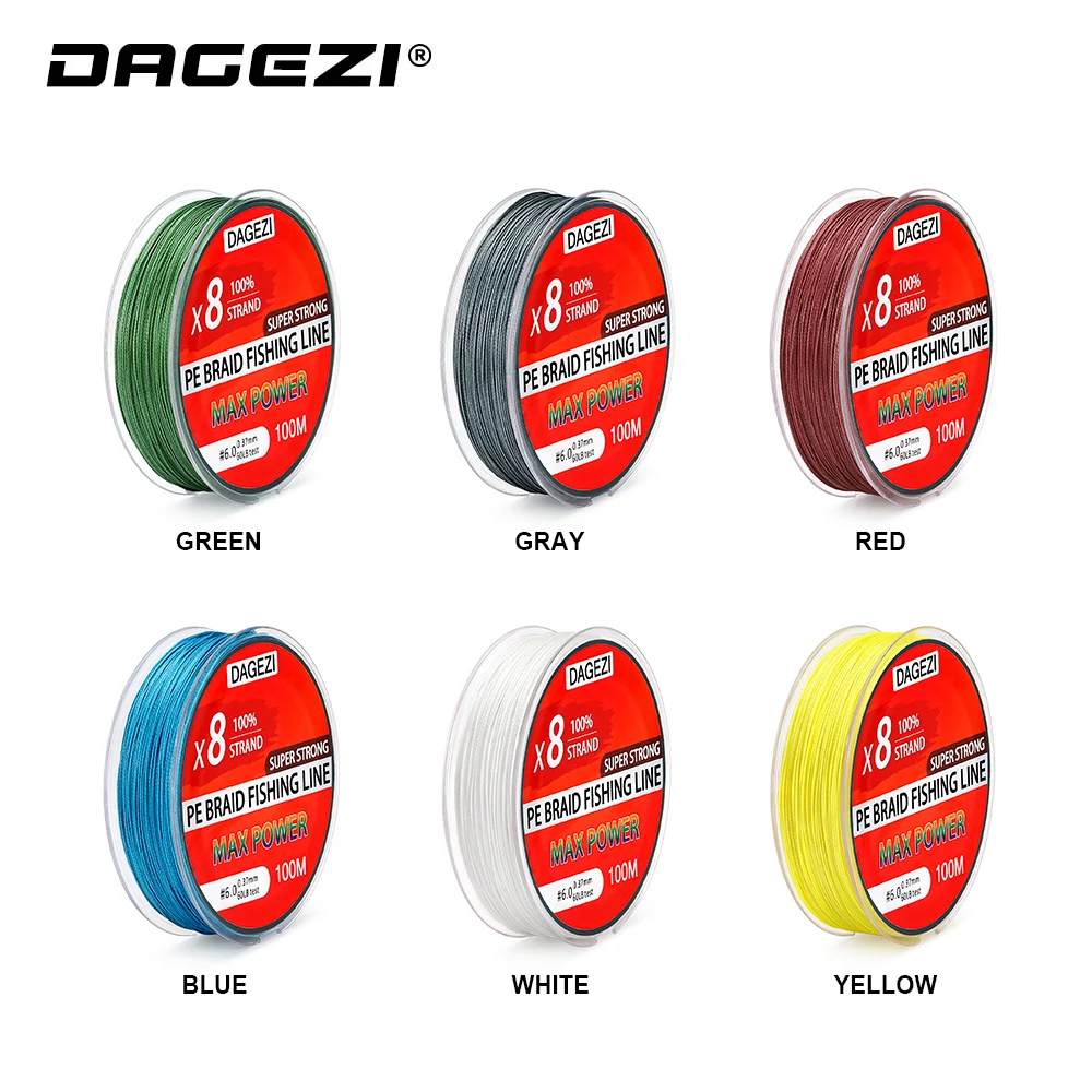 DAGEZI 100m 8 Strand PE Braided Fishing Line 10-80LB Smoother Multifilament Fishing Lines For Carp Fishing Tackle DAGEZI 100m 8 Strand PE Braided Fishing Line 10-80LB Smoother Multifilament Fishing Lines For Carp Fishing Tackle