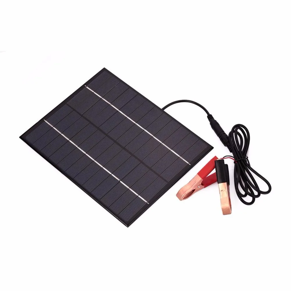 Cewaal Портативный 12 В 5,5 Вт солнечная панель банк питания DIY Солнечное зарядное устройство Внешний аккумулятор для автомобиля с зажимами под крокодила