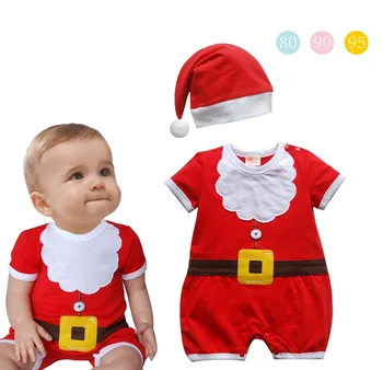 

Christmas Newborn Baby Girls Clothing Xmas romper Hat Short Sleeve Cotton Cute Clothes Baby Boys