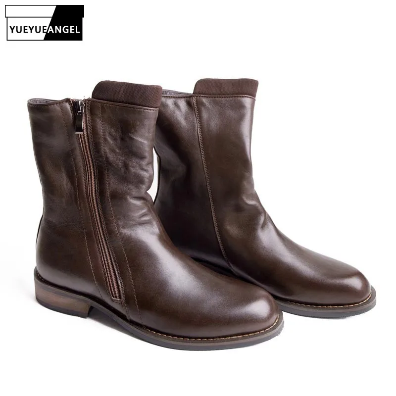 Мужские ковбойские ботинки из натуральной кожи на молнии|footwear fashion|footwear menfootwear men