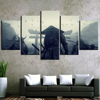 

5 Pieces Retro photo Samurai Painting Painting Canvas Wall Art Picture Home Decoration Living Room Canvas Painting Wall Decor