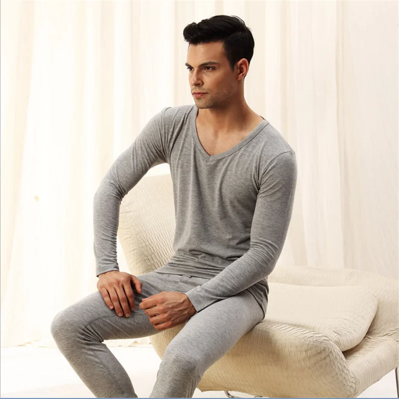 2 Pieces Set Men's Thermal Underwear High Quality Cotton Spandex