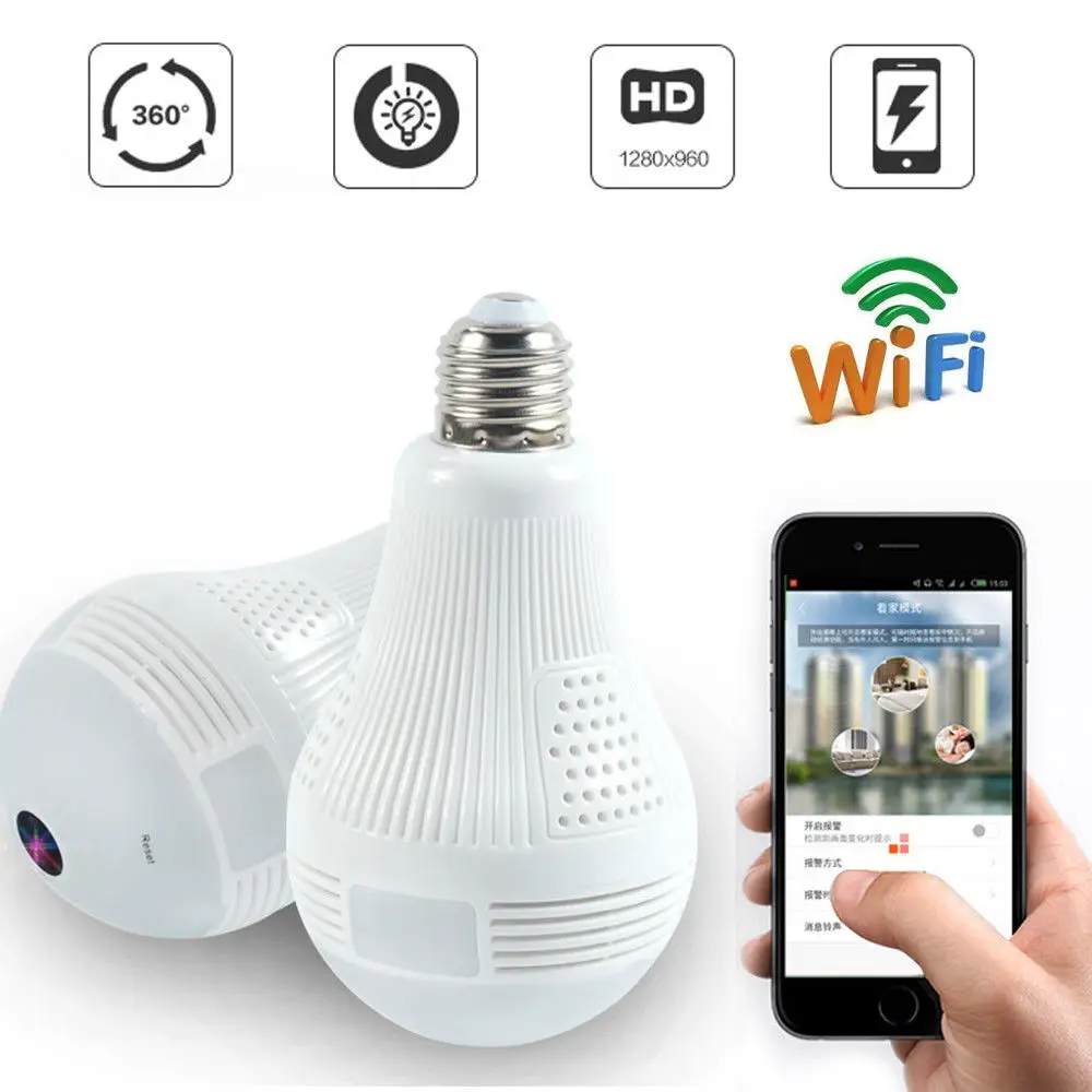 

960P HD seguranca 360 WIFI IP Camera Wireless Fisheye wifi 360 Panoramic Camera Bulb Lamp infrared baby camera internet camera