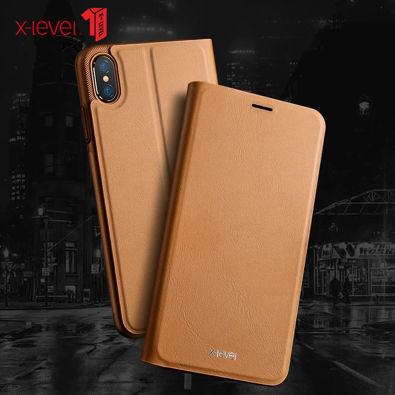 X level кожа чехол для iPhone XS XR Оригинальный флип удобный сенсорный бизнес задней