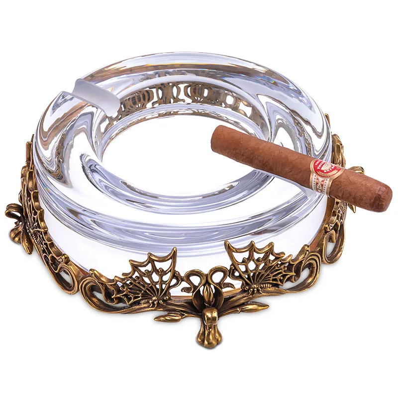 Cigar ashtray Austrian crystal ashtray butterfly bronze sculpture FH01