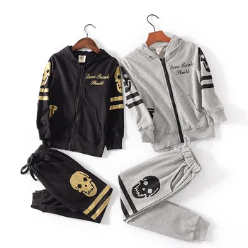 

3-10 Age Spring Autumn Boy Skull Printing Long Sleeve Tracksuit Sets Children Casual Sport Suits Kids Zipper Hoodie+Casual Pants