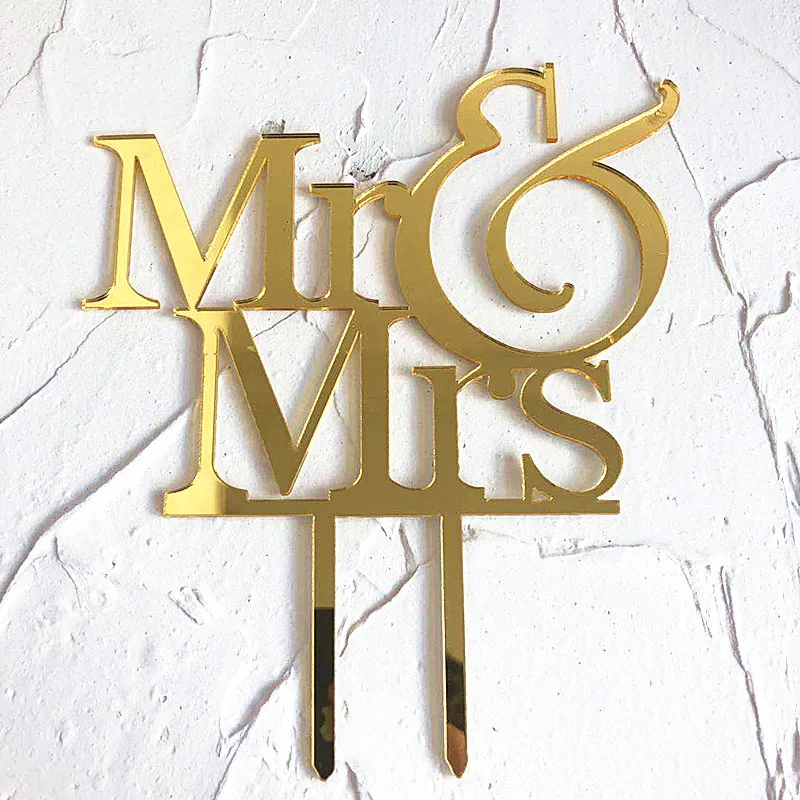 

10 шт зеркало Бог акриловый свадебный торт Топпер MR & MRS
