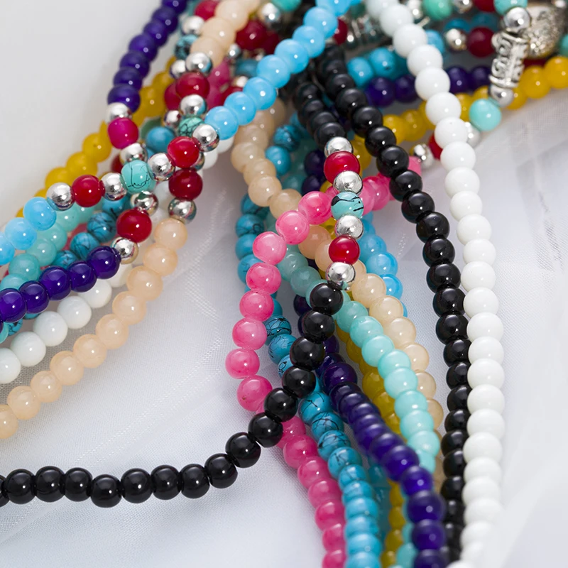 Модный женский многослойный браслет с цепочкой и бусинами, 8 цветов, круглый кулон с бусинами, Длинные Браслеты, ювелирные изделия для женщин, подарок Meajoe