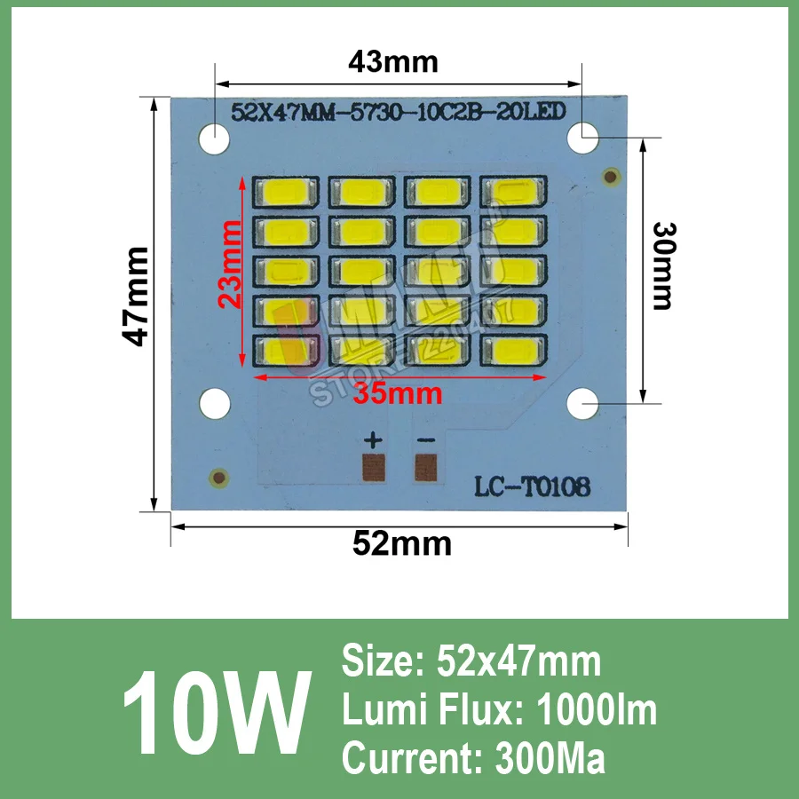 30 Вт 72x69,5 мм светодиодный floodling светильник ing источник, SMD5730 Светодиодный прожектор светильник чип, алюминиевая ручка с пластинчатым основанием для потолочные светильник напольный светильник - Испускаемый цвет: 10W 52x47mm