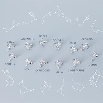 

Colusiwei Ear Cuff Genuine 925 Sterling Silver Twelve Constellations Clip Earrings for Women Ear Clips Chic Fashion Jewelry