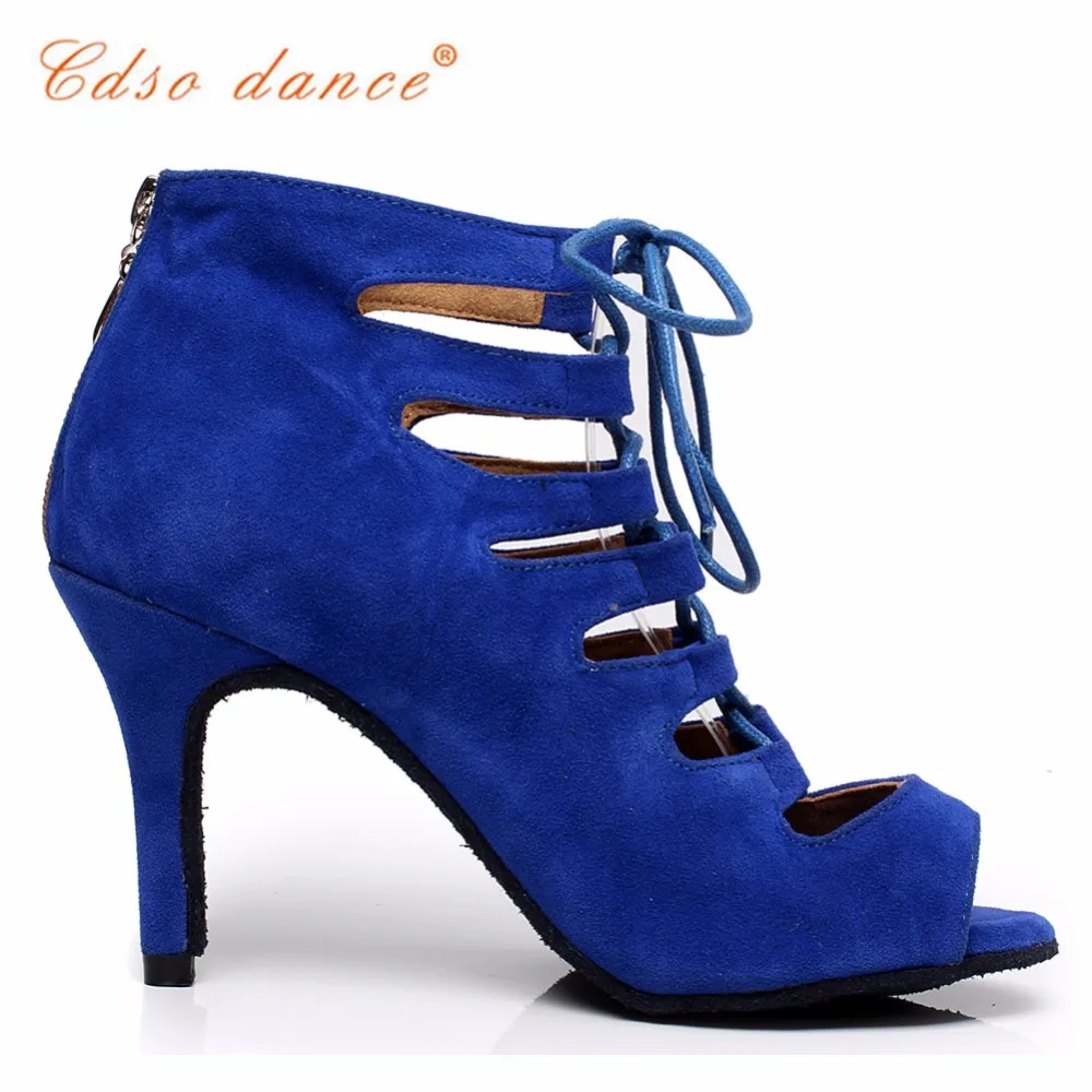 Cdso dance brand shoes 10312 Red /blue suede salsa shoe,Women's Satin Latin /Ballroom Dance Shoes