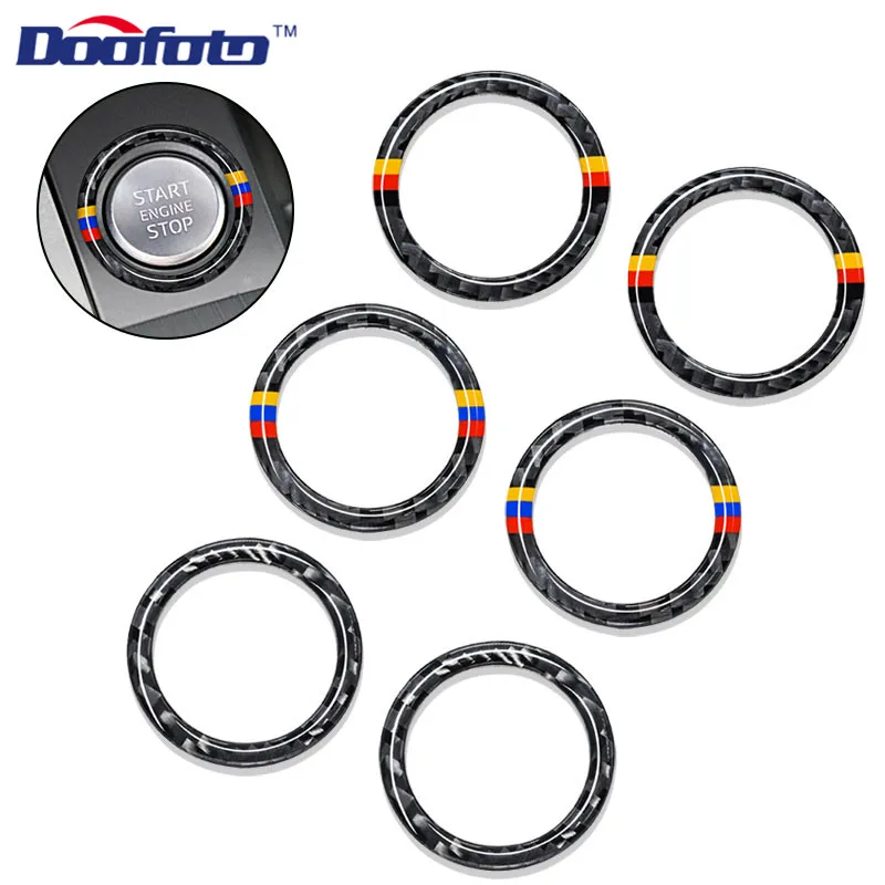 

Doofoto Car Engine Start Stop Button Ring Carbon Fiber Car Sticker Accessories Styling German Flag For Audi Q5 Q7 A5 A7 A4L A6L