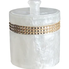 White with diamond jewelry box necklace ring earring bracelet swab cotton pad boxes toothpick cans simple storage box