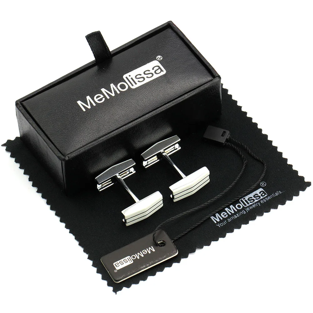 

MMS Double White Folding Stick Cufflink | Display Box | Wiping Rag and Tag | Gift for Men or Groomsmen | Luxury Cuff Link ...