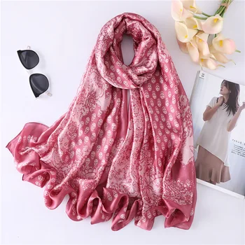

Long Silk Scarf Women Skull Print Beach Scarves Lady Foulard Pashmina Hijab Girl Head Kerchief Fashion Shawls Wraps 2020 New