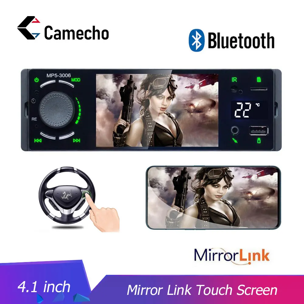 Camecho 1 Din Bluetooth автомобильное радио 4 ''Сенсорный Экран Зеркало Ссылка Авторадио MP5 видео плеер USB AUX аудио стерео камера заднего вида