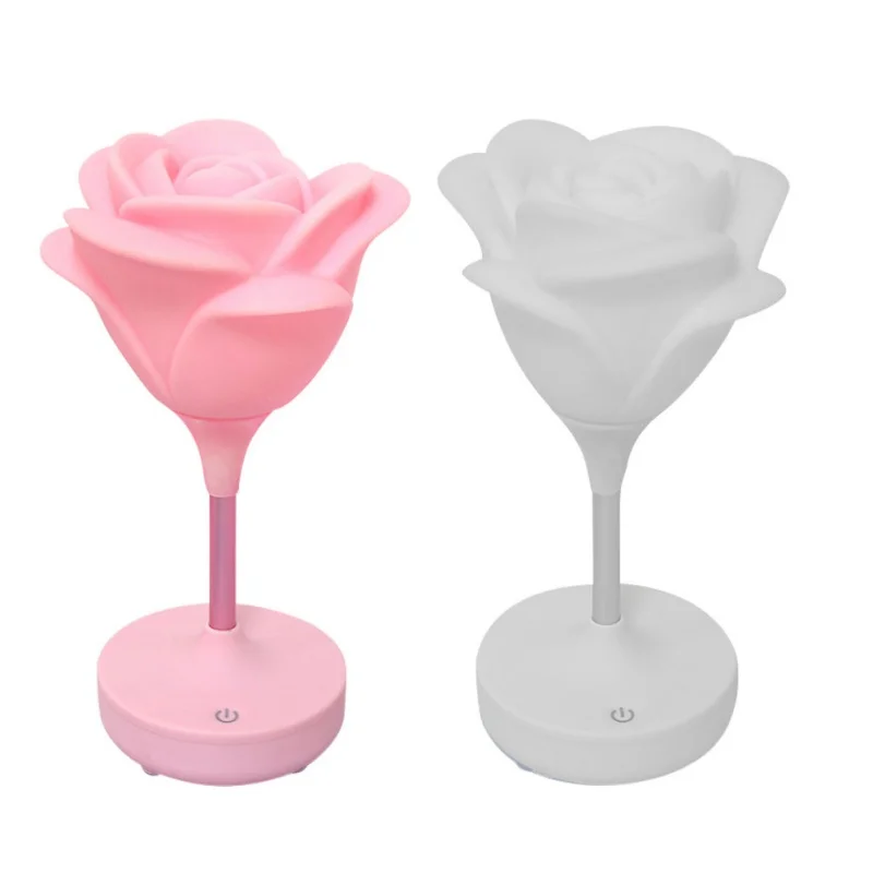 USB Rechargeable LED 3D Rose Flower Night Light New Romantic Touch Dimmer Atmosphere Night Baby Nursing Lamp 4