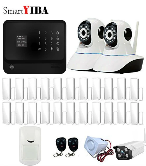 SmartYIBA Wireless GSM WIFI Smart Home Security Burglar Alarm System Kit Siren Outdoor IP Camera Smoke Fire Sensor Smart Socket SmartYIBA Wireless GSM WIFI Smart Home Security Burglar Alarm System Kit Siren Outdoor IP Camera Smoke Fire Sensor Smart Socket