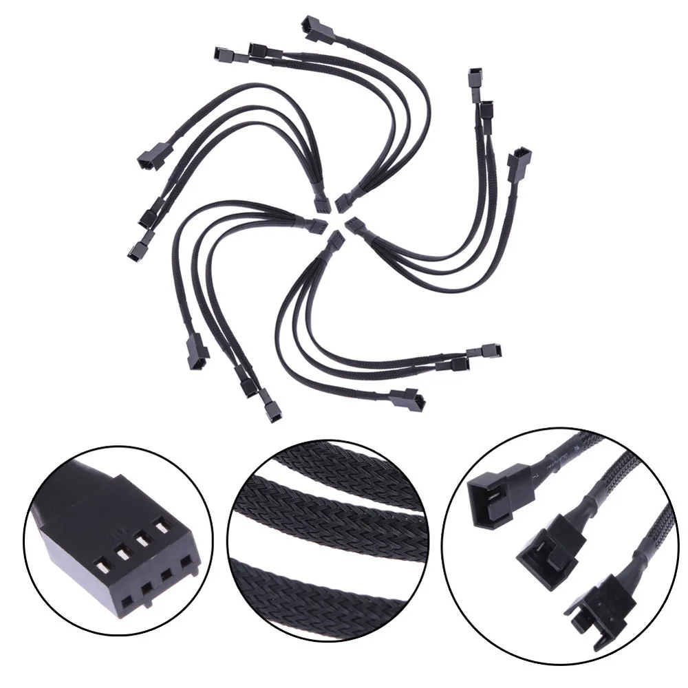 Новый вентилятор 4pin на 3 x 4pin/3pin PWM удлинитель кабеля Пути Y сплиттер кабель 6 14| |