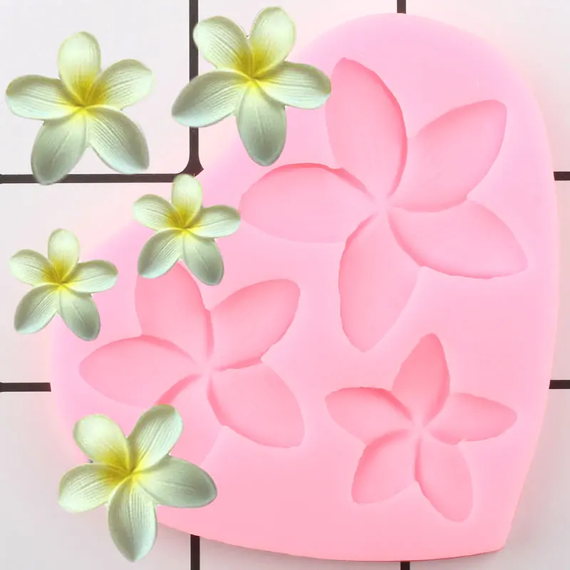 

Plumeria Flower Silicone Molds Cupcake Topper Fondant Mold DIY Party Cake Decorating Tools Candy Clay Chocolate Gumpaste Moulds