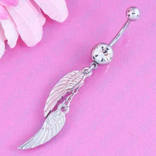 Висячие Угловые Крылья ювелирные изделия для тела Пирсинг пупка кольцо 14 г нержавеющая сталь без никеля