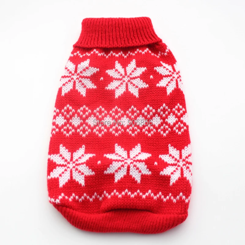 Красный/синий Рождественский свитер для собак со снежными хлопьями, одежда для домашних животных, 5 размеров