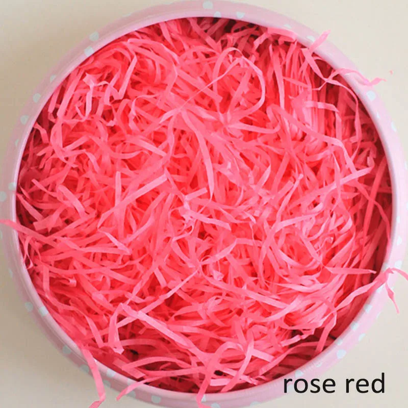 1 пакет упаковка подарок 100 г красочная измельченная бумажная рафия наполнитель подарочной коробки аксессуары для свадебной вечеринки сморщенная нарезанная бумага Shred - Цвет: rose red