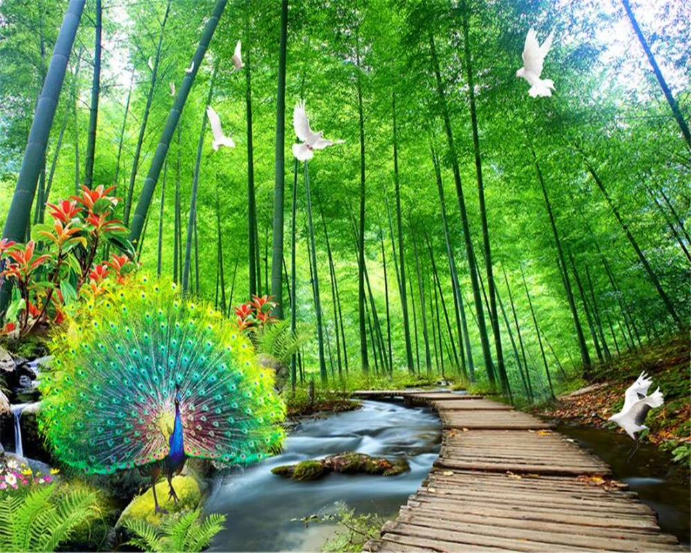 Papel de Parede Decorativo Personalizado Beibehang Mural de Casa Bambu Simples 3d Parede de Fundo da tv Sala de Estar Quarto Mural 3d