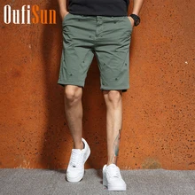 Oufisun/ летние новые мужские шорты с вышивкой, мужские шорты Карго, облегающие, однотонные, с карманами, хлопковые повседневные шорты высокого качества, брендовые, большие размеры