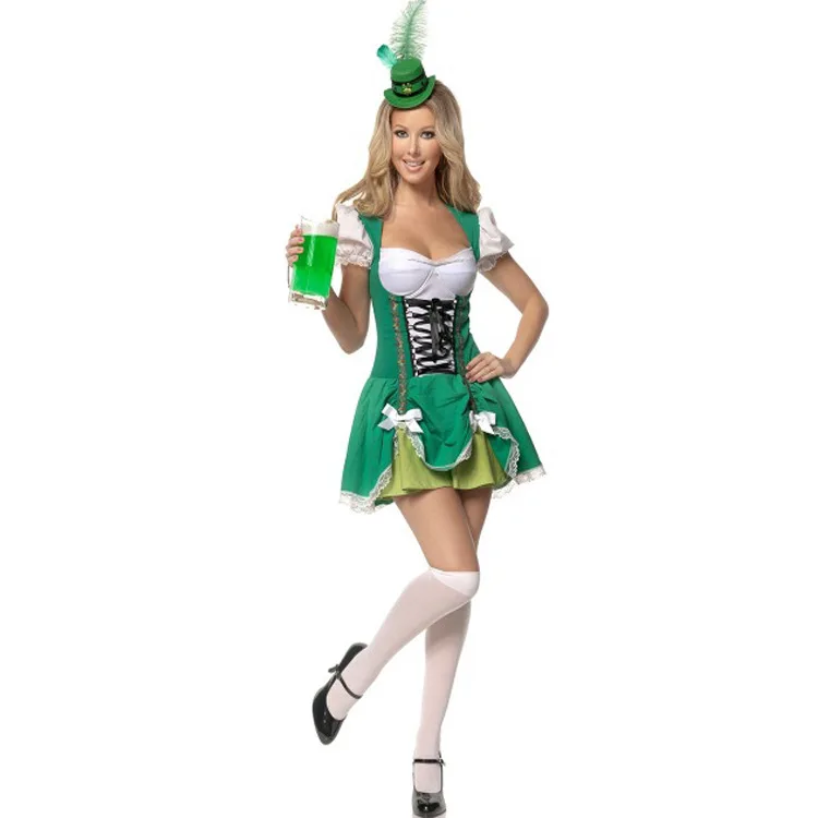 Взрослые сексуальные костюмы зеленый горничной пиво девушка костюм Пособия по немецкому языку костюм в стиле Октоберфеста Косплэй