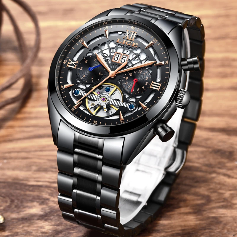 الميكانيكية ووتش ييج أعلى العلامة التجارية الفاخرة الذكور التلقائي ووتش الرجال عارضة جلدية العسكرية للماء الرياضة ووتش Relogio Masculino