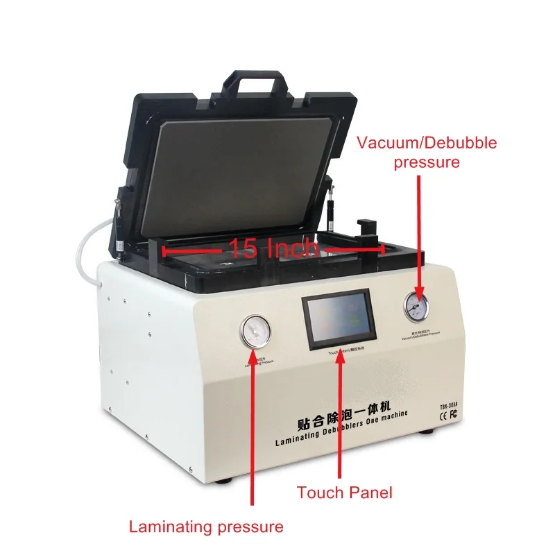  LY 858 15 inch all in one Soft to Hard airbag type Remove Bubble OCA laminator machine with S6 S6+ 